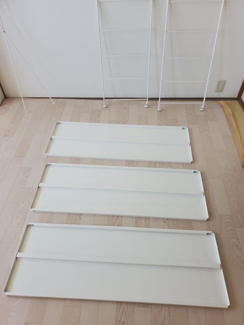 ★超お買い得美品 棚3枚シェルフ★ 無印良品スチールユニットシェルフライトグレー