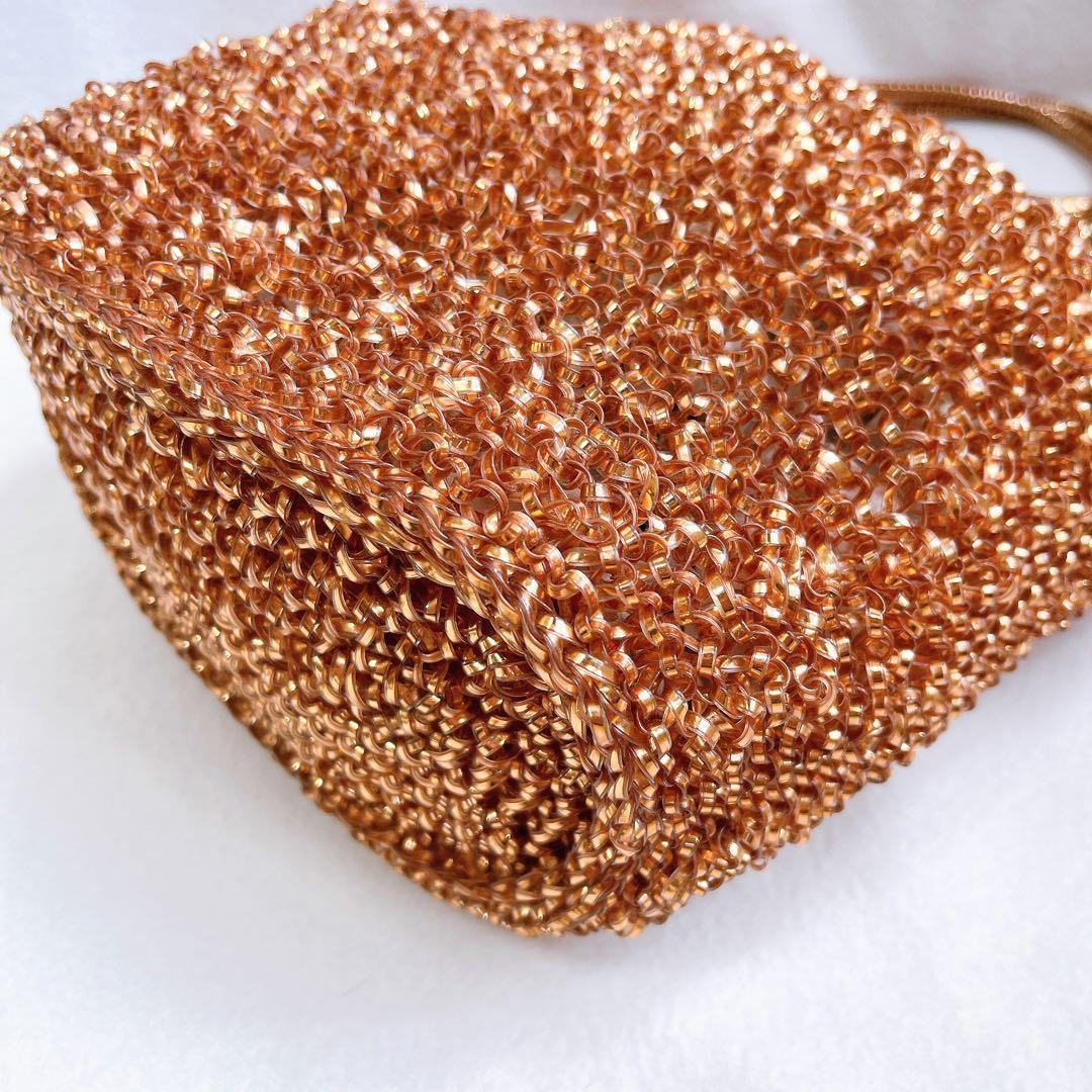 激レア アンテプリマ ワイヤー ハンドバッグ ピンクゴールド スタンダードレザー