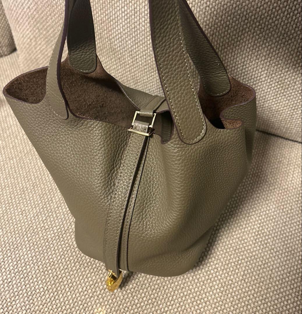 キューブバッグ　エトープ×ゴールド金具PM 本革 キューブバッグ　ノーブランド