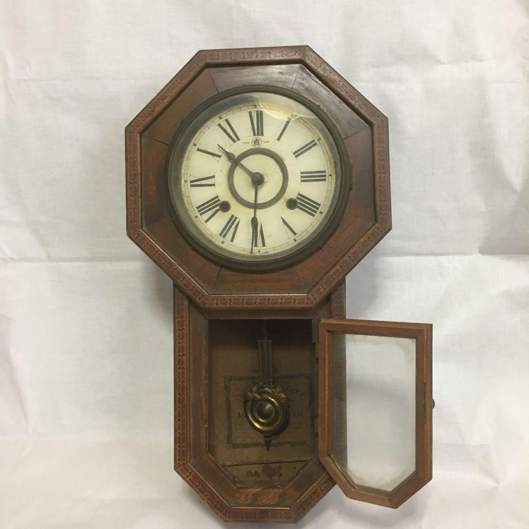 昔懐かしのレア商品、大正時代から昭和初期のアンティーク八角形柱時計／名古屋時計／