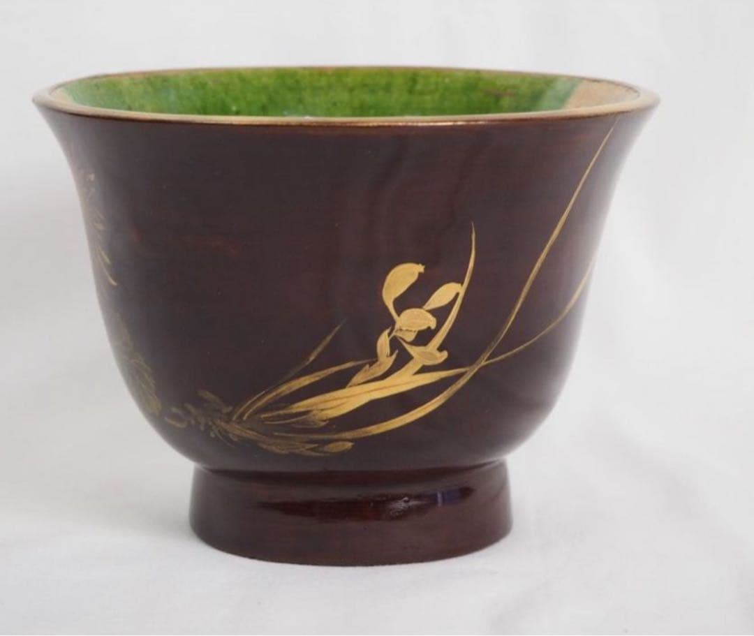 送料無料　江戸～明治時代　豊楽焼　菊紋茶碗　茶道具　本物保証