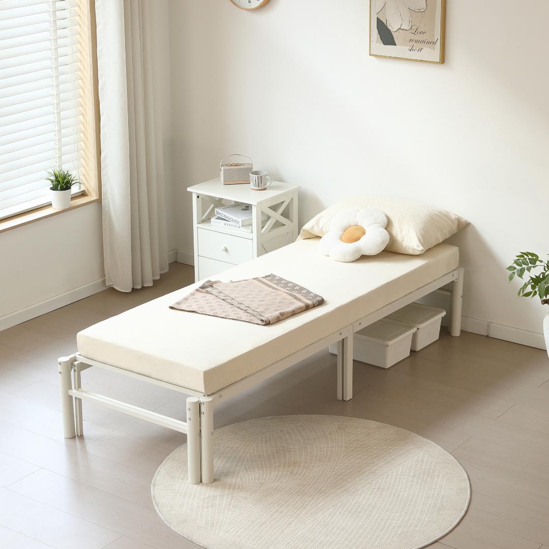 伸縮式ベッドフレーム　幅76~137cm伸縮可能　２WAY　おしゃれ　WHITE