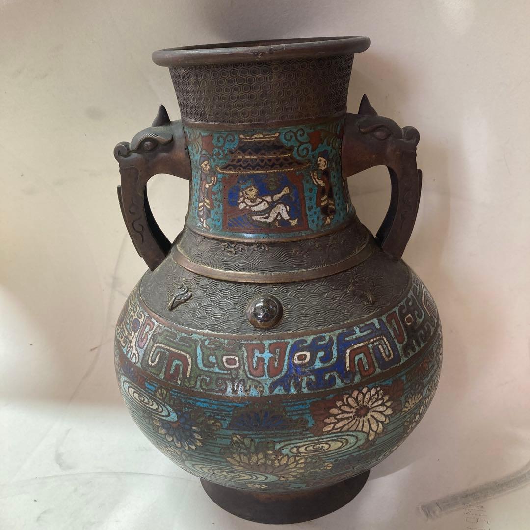 は*ま様 中国　銅　七宝焼　花瓶　アンティーク