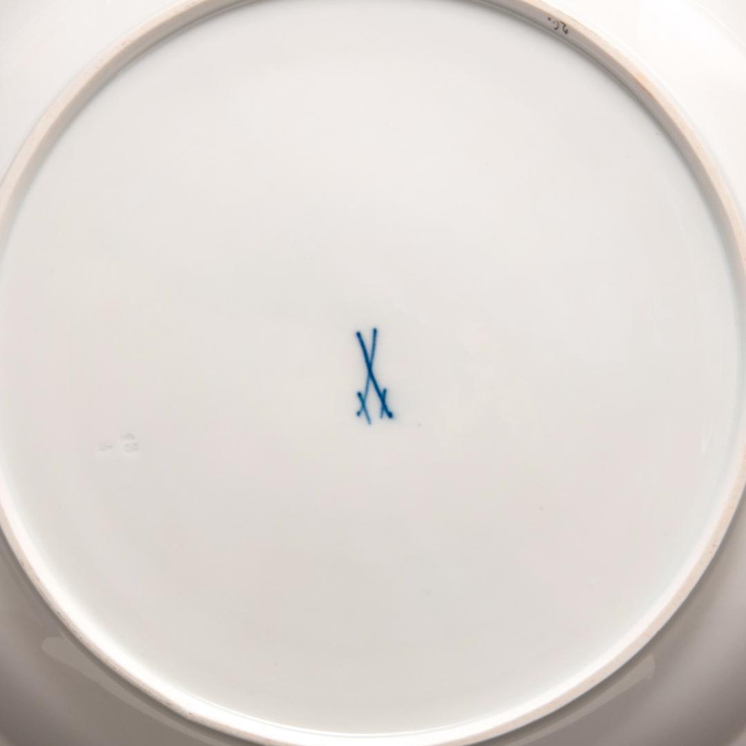 古マイセン 金彩 花のブーケと虫の絵付け 19C末 大皿 直径 34cm