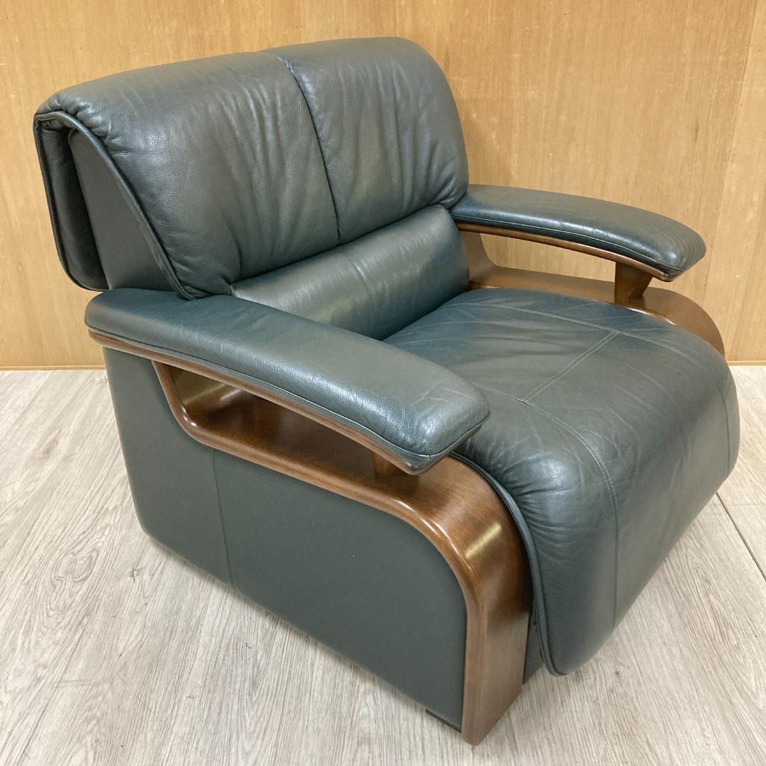 冨士ファニチア　FUJI FURNITURE　総革　1人掛けソファ A