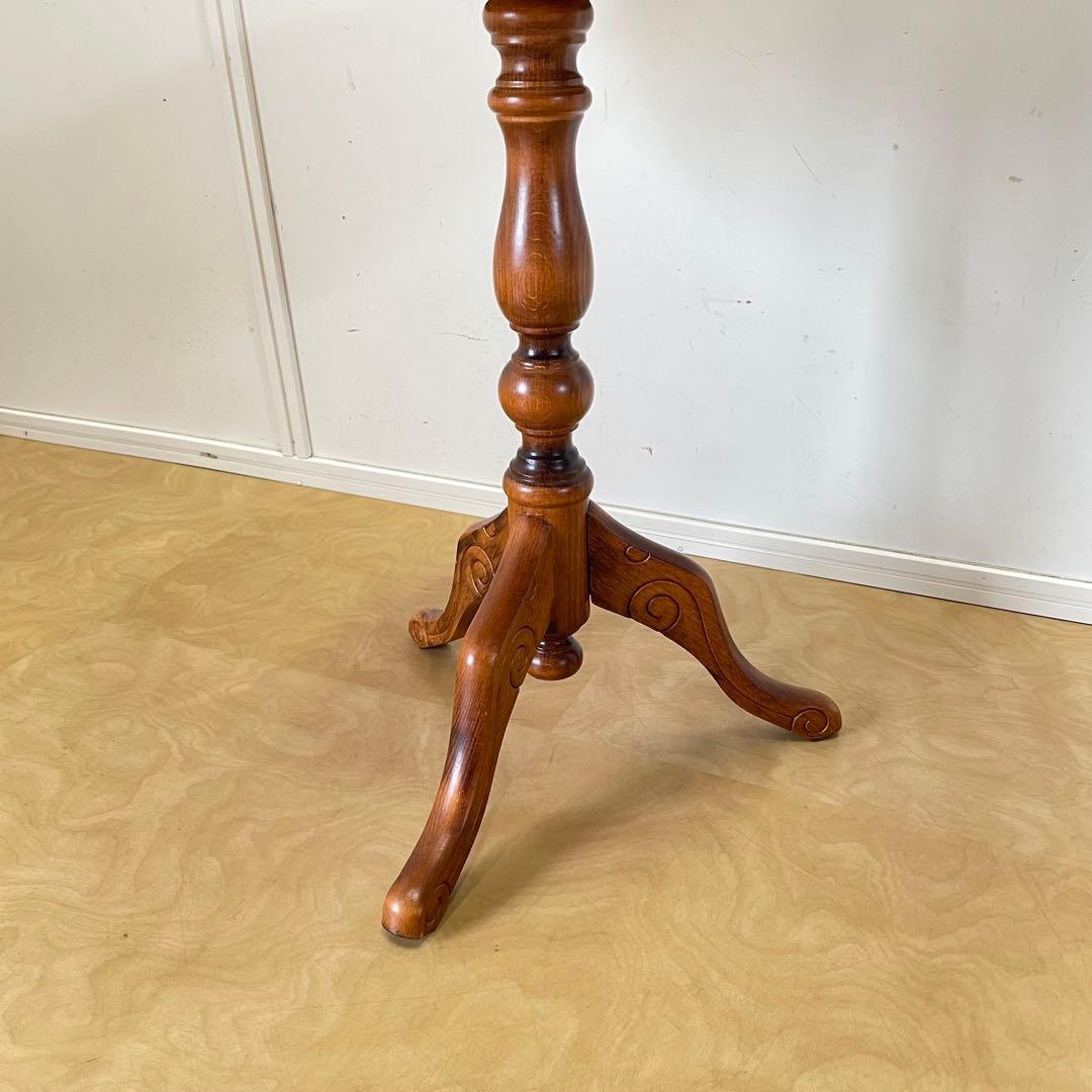 イタリア サイドテーブル 猫脚 象嵌 彫刻 アンティーク調 花台 コンソール