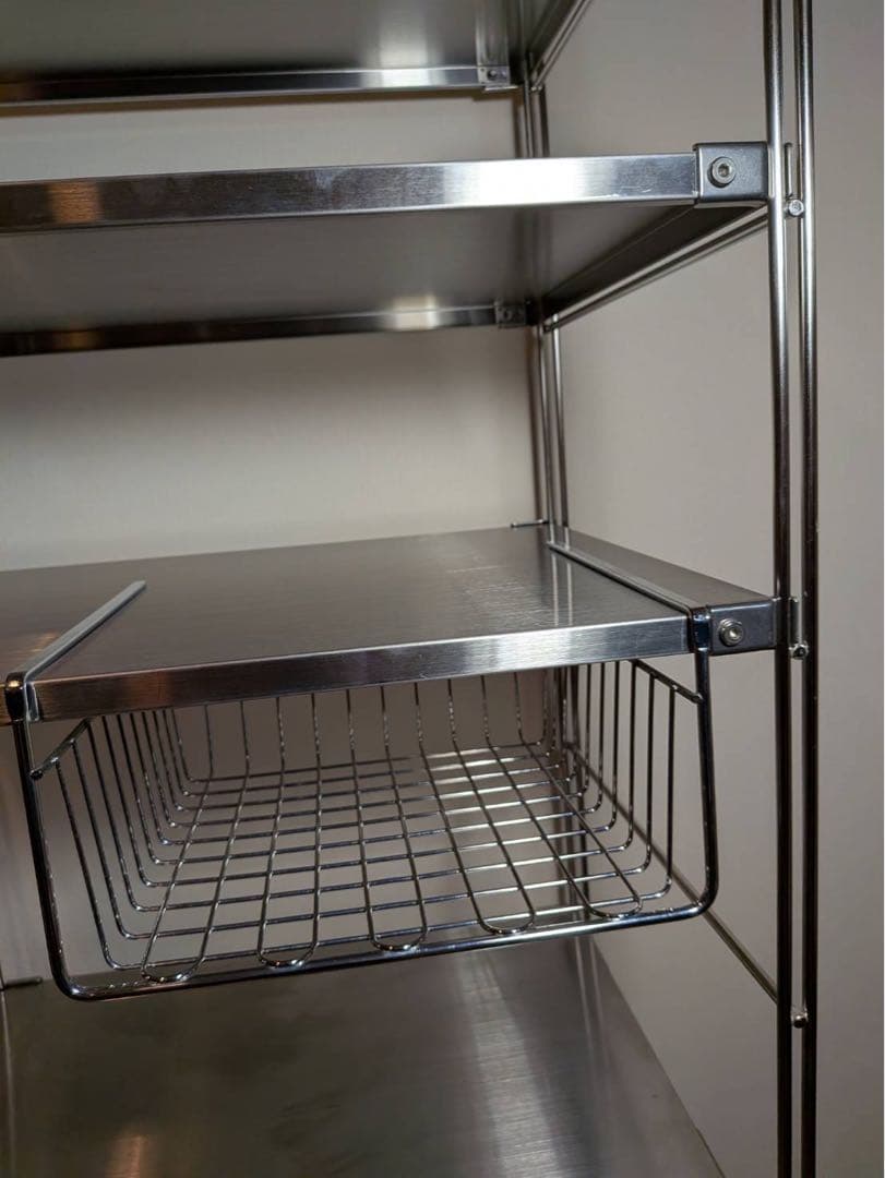 ■送料込■無印 ステンレスユニットシェルフ ステンレス棚 ワイヤーバスケット収納