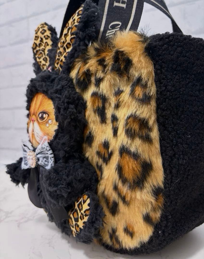 ゆ*ら様 コヤンイサムチョン♡レオパードファー♡クムくん♡ラウンドトートバッグ