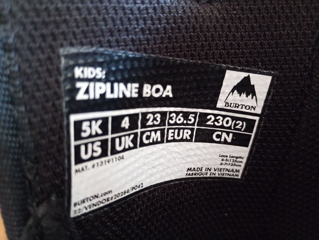 バートン　ZIPLINE BOAシステム 子ども用スノーボードブーツ　23センチ