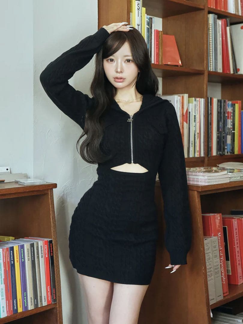 あ*様 ♡ ダーリッチ Darich ♡ オープンケーブルニットミニワンピース