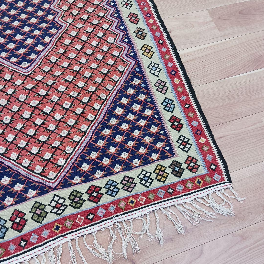 Y2744 ペルシャ絨毯 キリム ラグマット 手織り ウール 152×100㎝