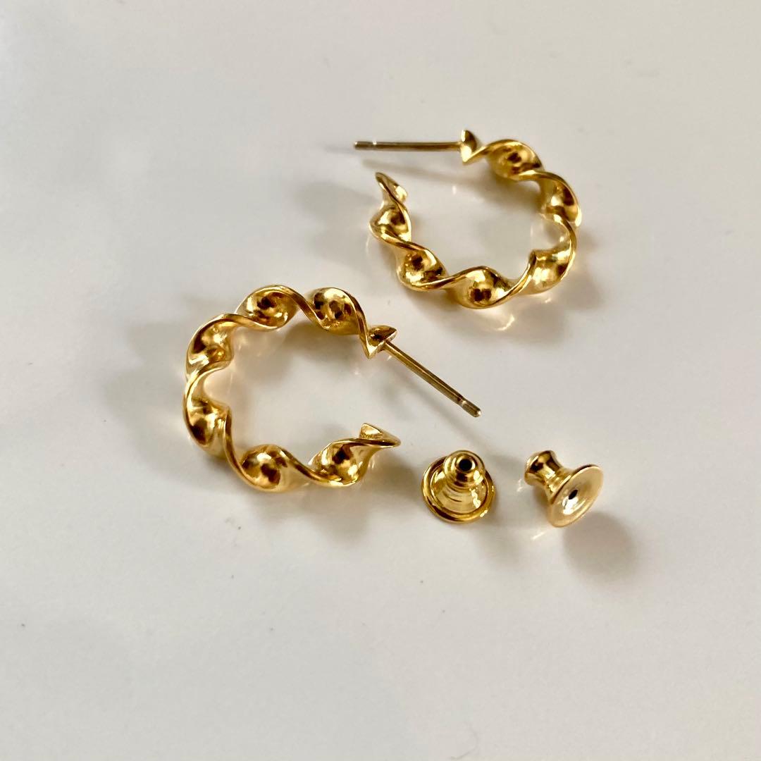 特別価格ゴールド　18k シルバー925 両耳　ピアス　18mm BWL