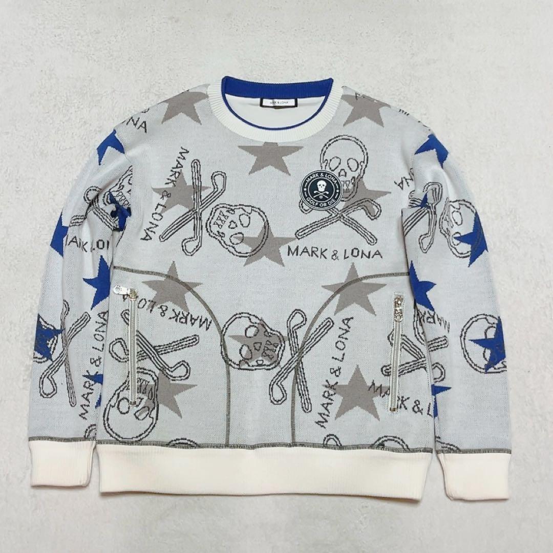 極美品　近年　マークアンドロナ　ニット　裏地付　防風　スニード　スター　星　総柄