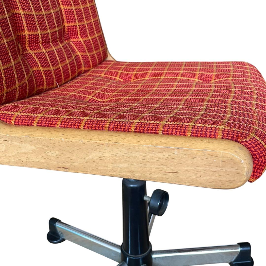 国産ヴィンテージ レトロ チトセ￼デスクチェア 昭和　ビンテージ 椅子 チェック