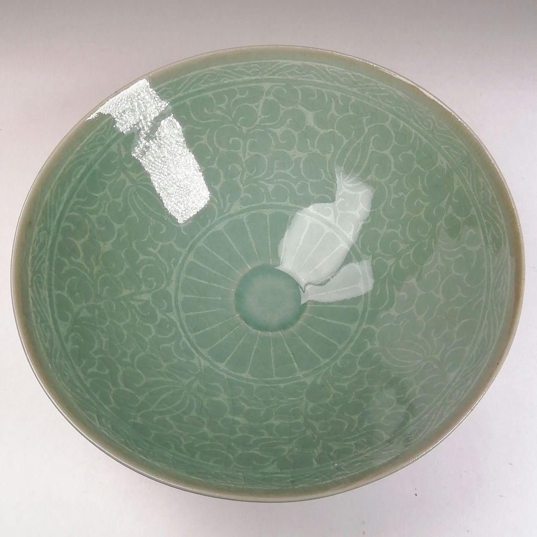 Ｔ９７７　茶碗　『高麗青磁茶碗』『青珍　梁命煥 作』　共箱　抹茶碗　茶道具