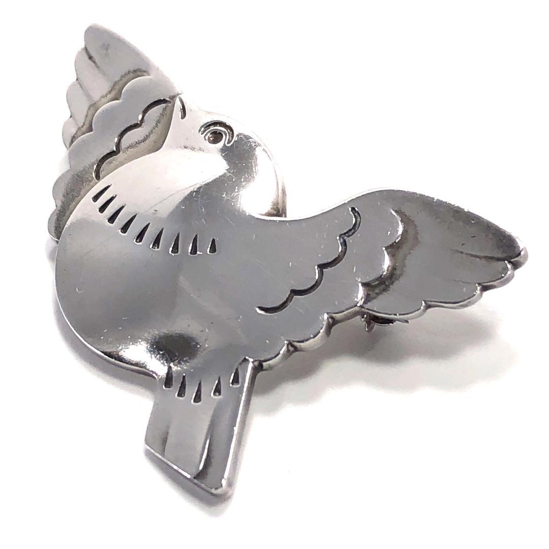 【美品・箱付き】ジョージジェンセン／トリ モチーフ ブローチ SV925／320