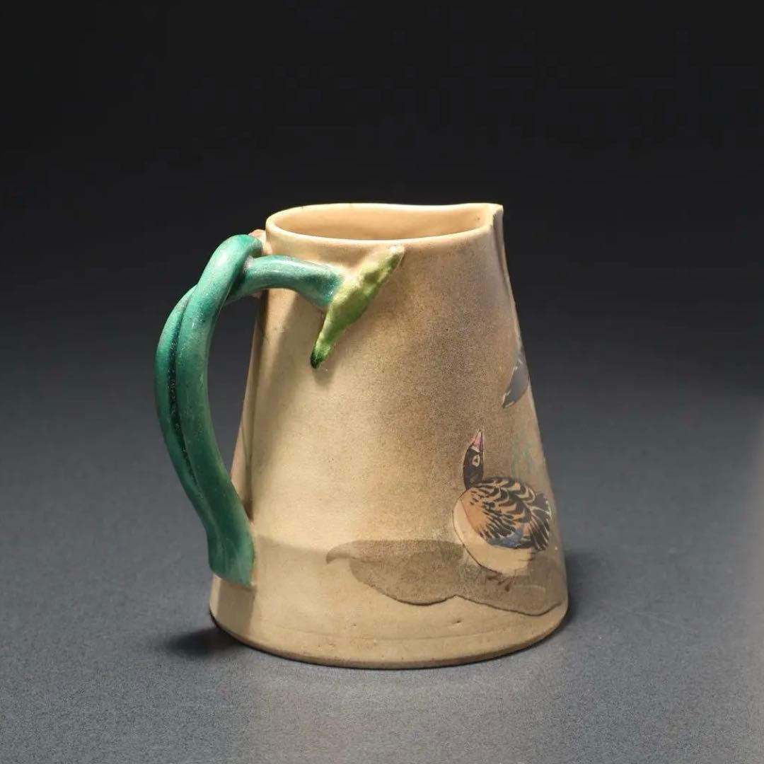 薩摩焼　錦光山　月に雁文水注　里帰り　骨董　R1574ダC