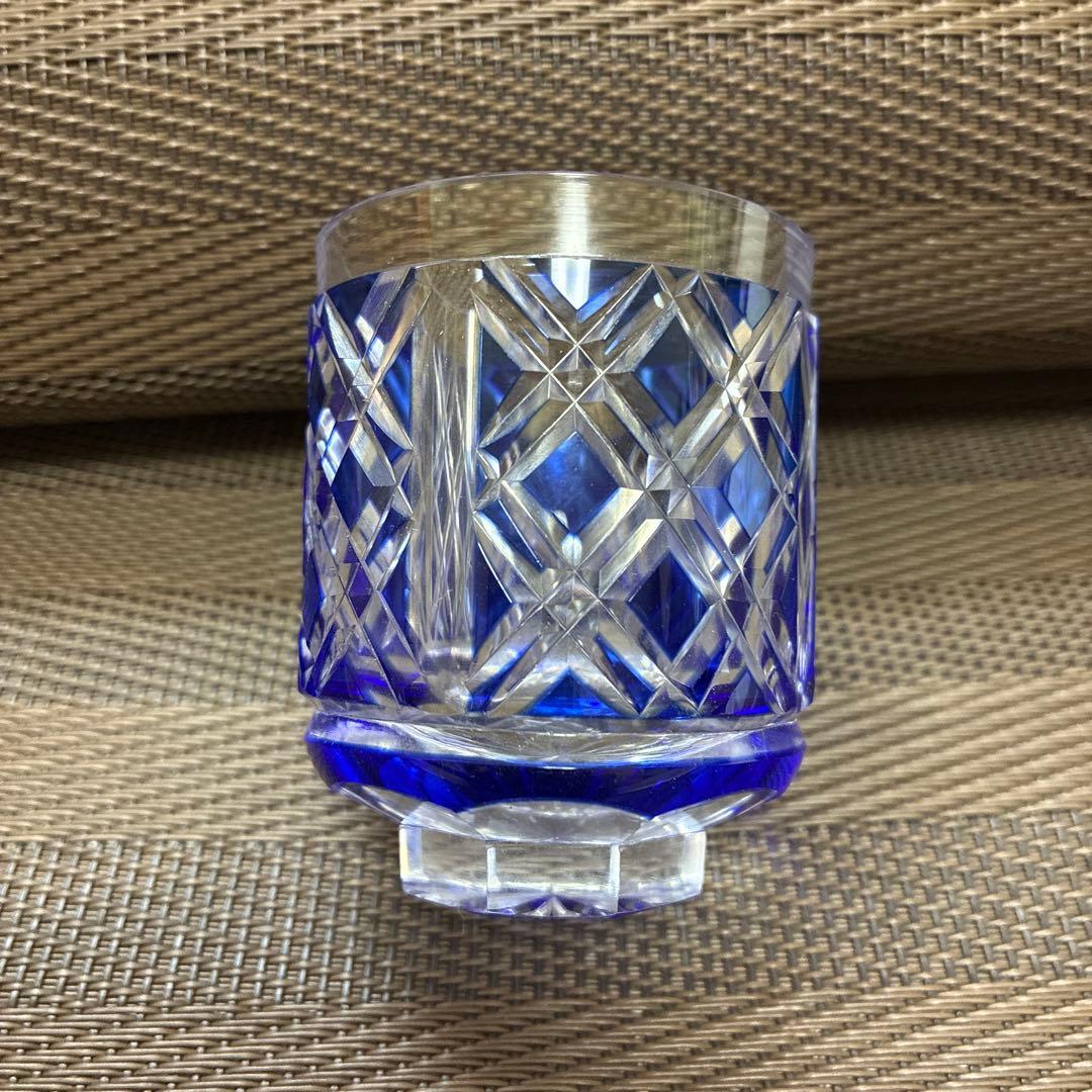 薩摩切子 ぐい呑み カメイガラス製 箱付 美品 酒器 切子グラス