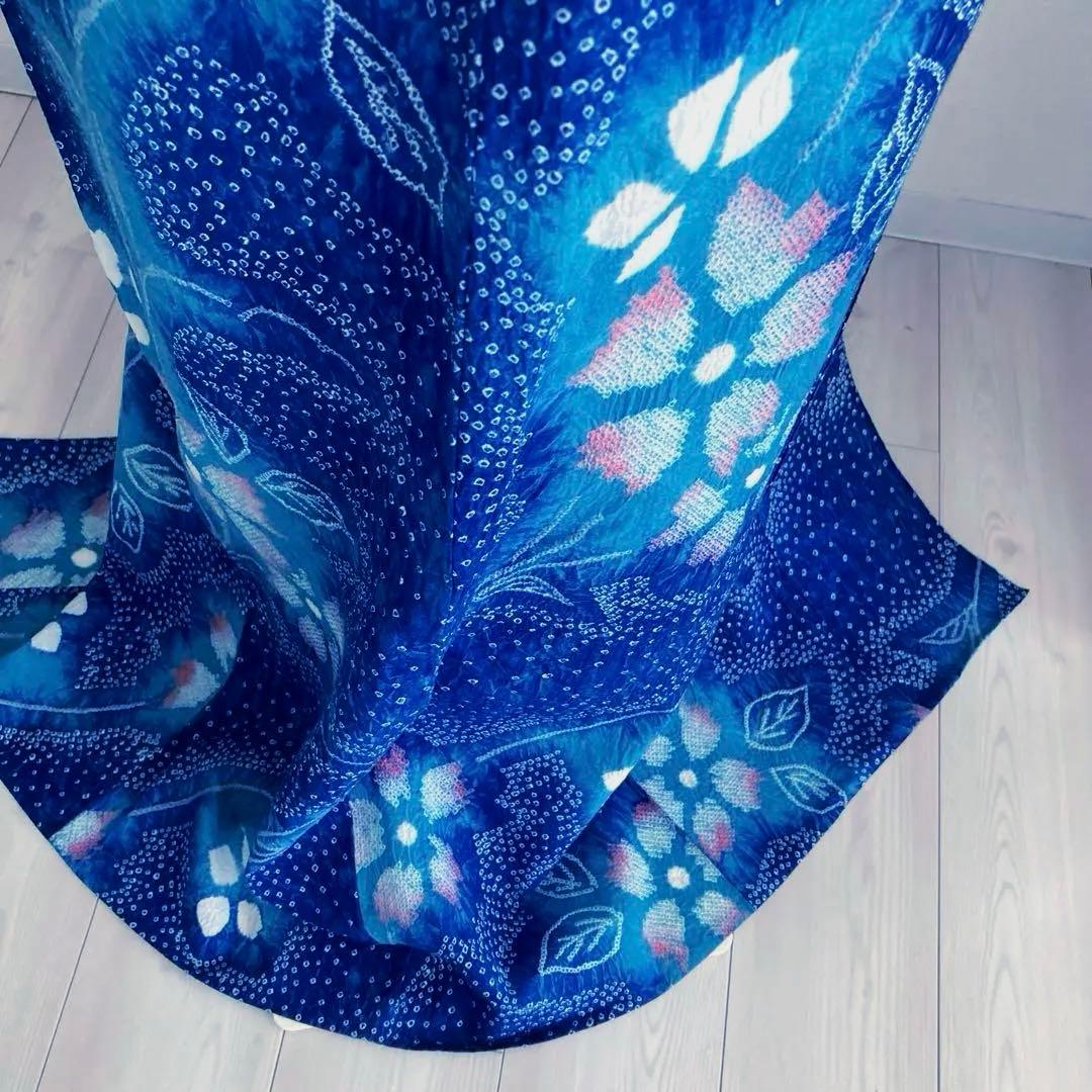 有松絞り・有松鳴海絞り　浴衣　ロイヤルブルー　身丈155cm No.5-190