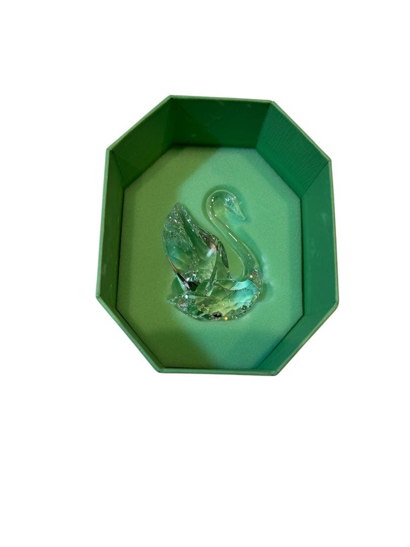 [美品]スワロフスキー SWAROVSKI クリスタル 白鳥 八角形ボックス付き