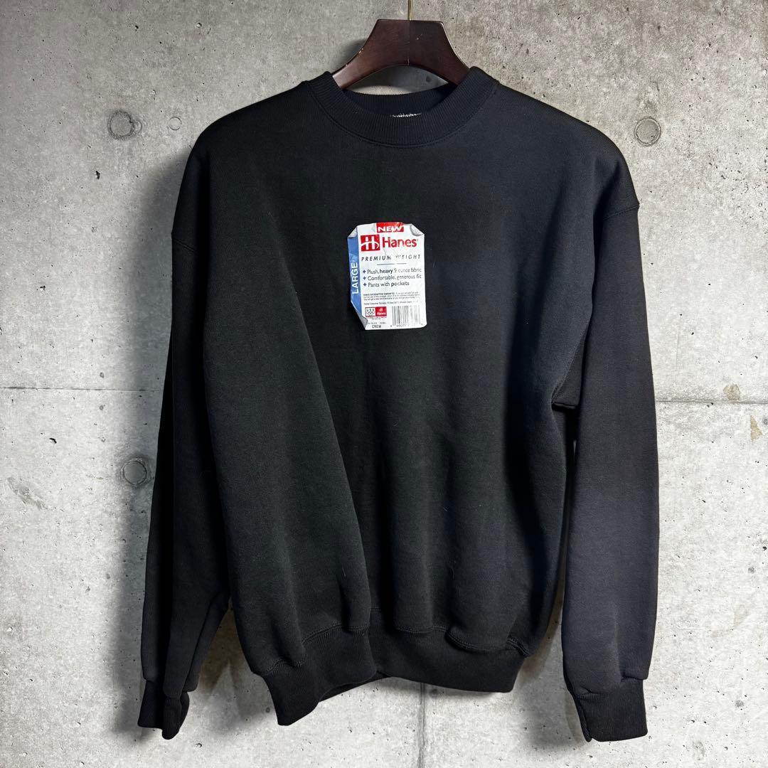 新品Hanes PREMIUM WEIGHT OVYヘインズブラックスウェットL