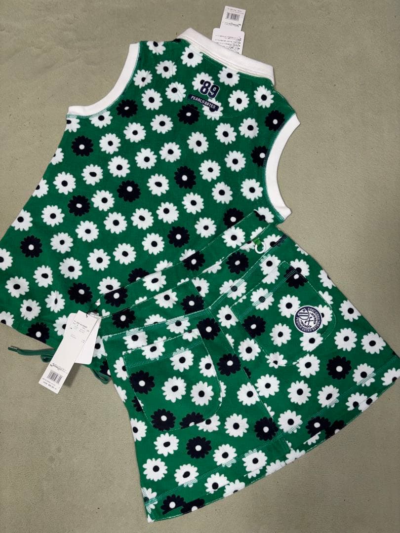 （新品）パーリーゲイツ、パイル地、花柄シリーズ、セットアップ、サイズ0