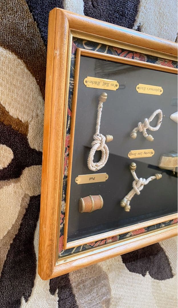 マリンロープ 結び 標本 額入り マリン 船舶 ヴィンテージ風 インテリア