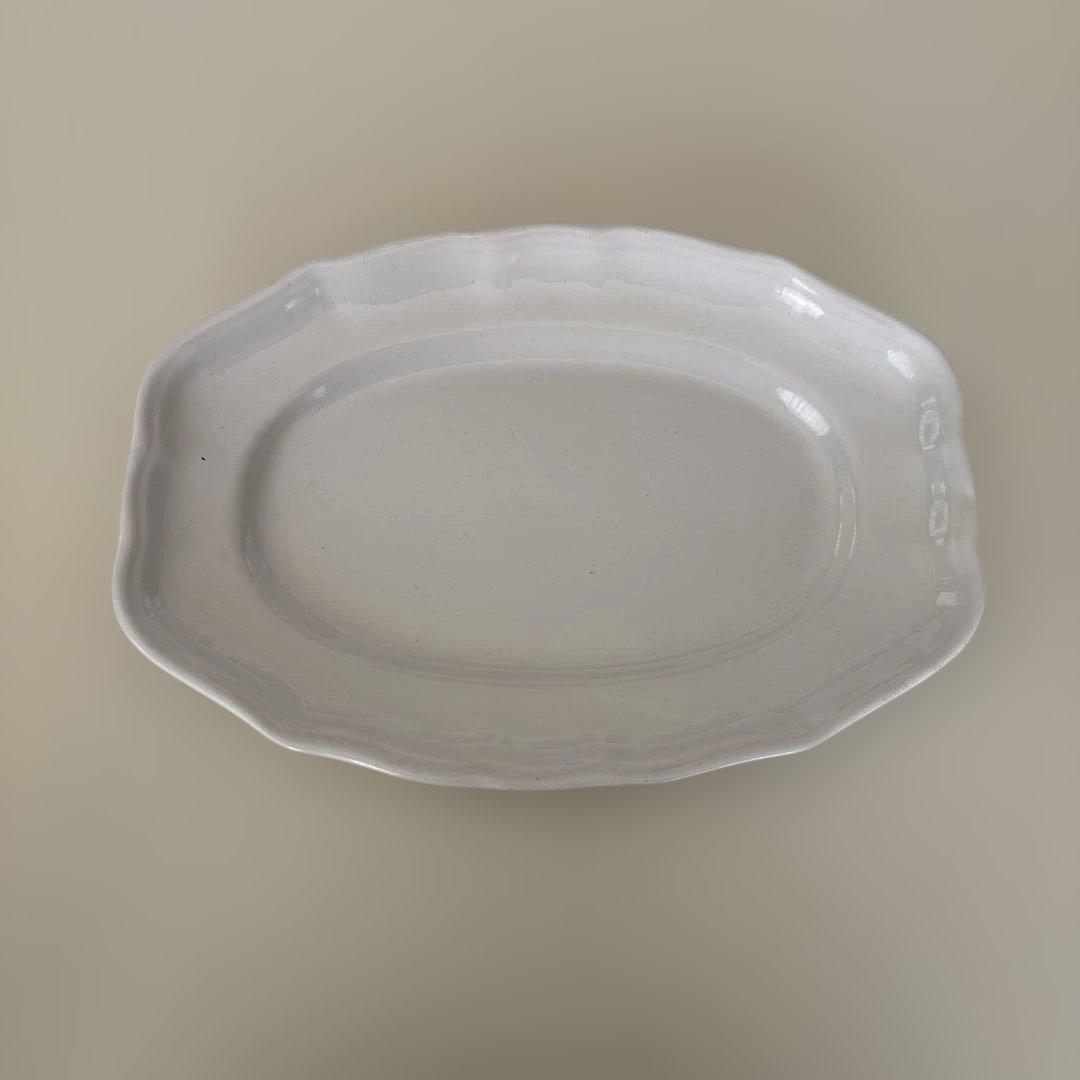 フランスアンティーク ムスティエ 花リム オーバル皿