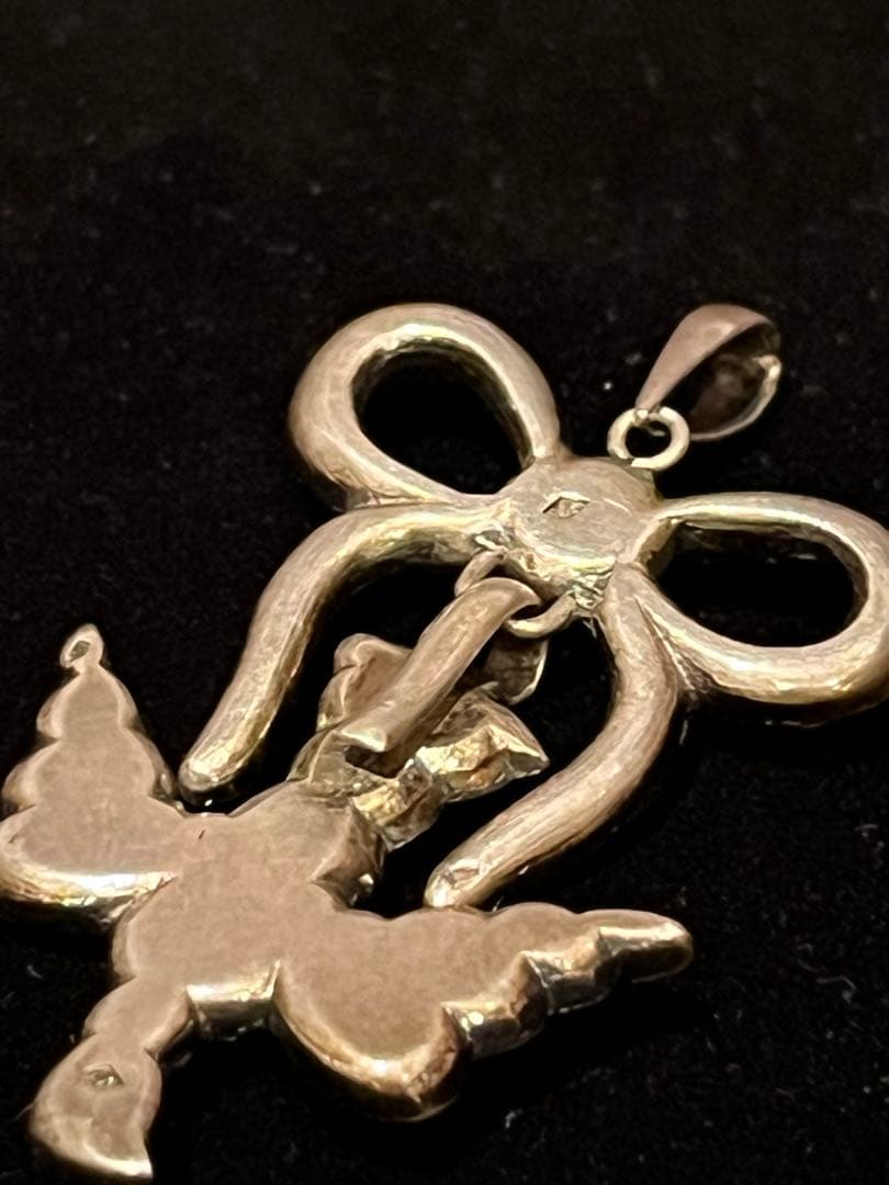 リボンと鳩　ヴィクトリアン　チャーム　イギリス　アンティーク　ネックレス