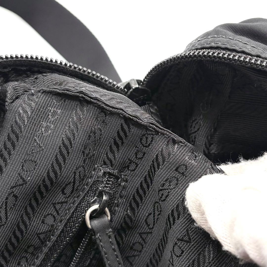 美品✨プラダ ショルダーバッグ ナイロン レザー 三角ロゴ 白タグ ギャランティ