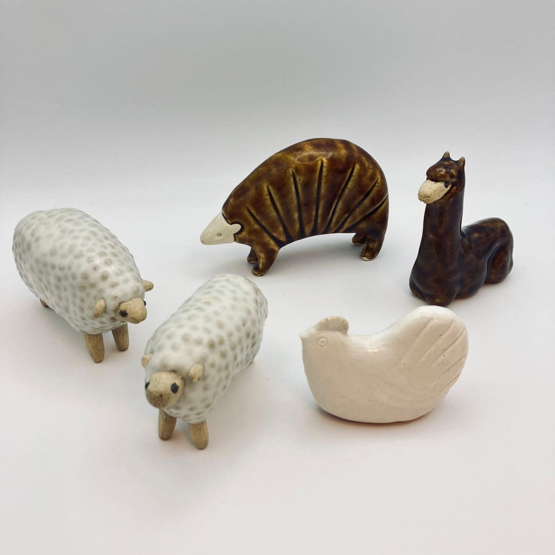 今井律湖　動物オブジェ人形セット　益子焼　IDEE リサラーソン