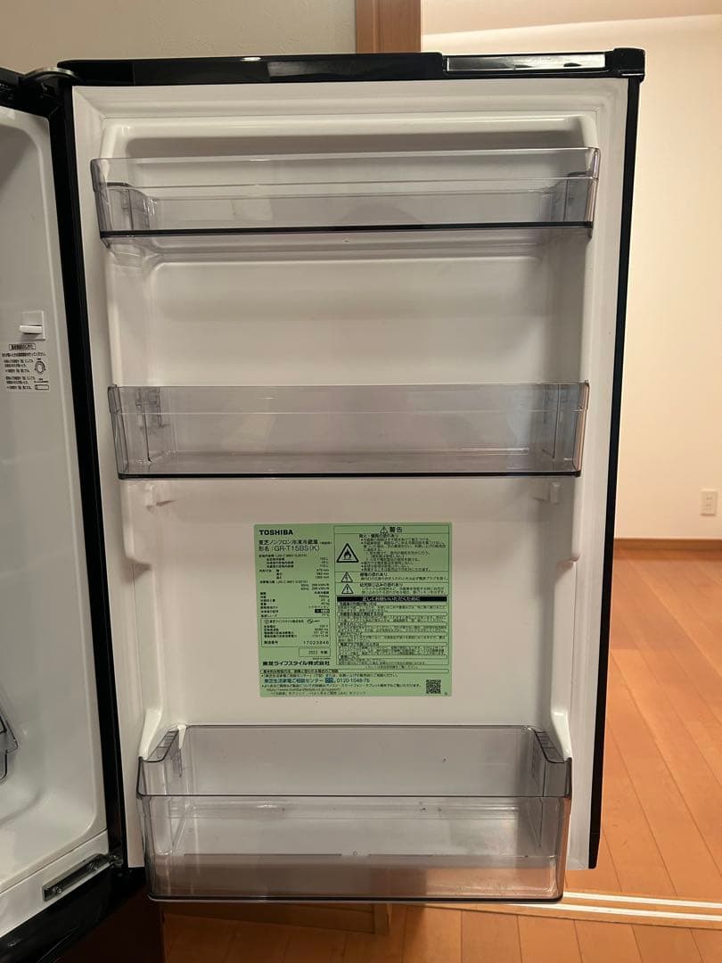 2022年TOSHIBA 153Lブラック二段式冷蔵庫