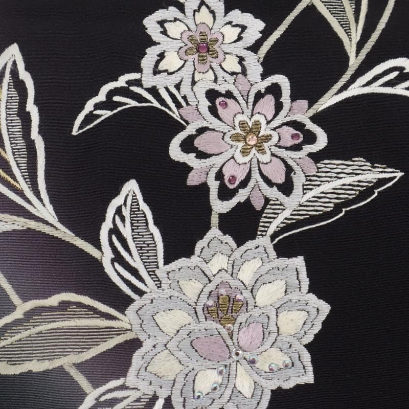 《yume★長尺◆訪問着■極上刺繍◆麗しの花唐草模様◆黒紫HB12-17》