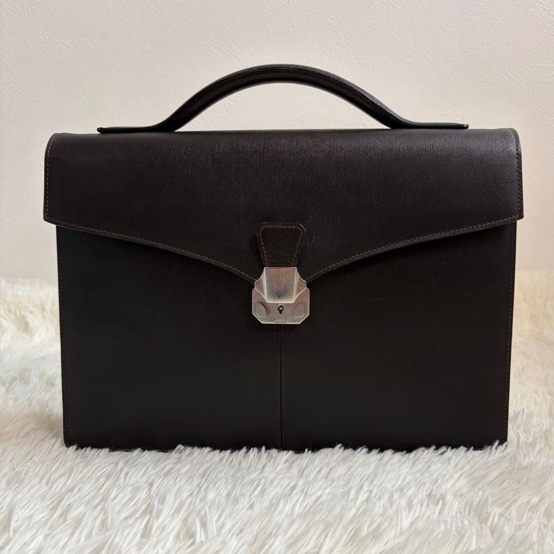 ダンヒル コンパクトブリーフケース ダレスバッグ イタリア製 レザー