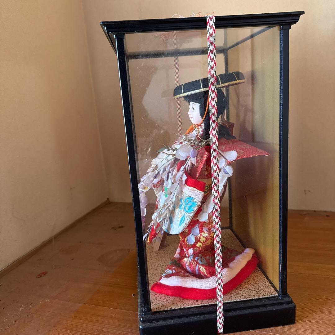 市松人形 藤娘 ガラスケース付き