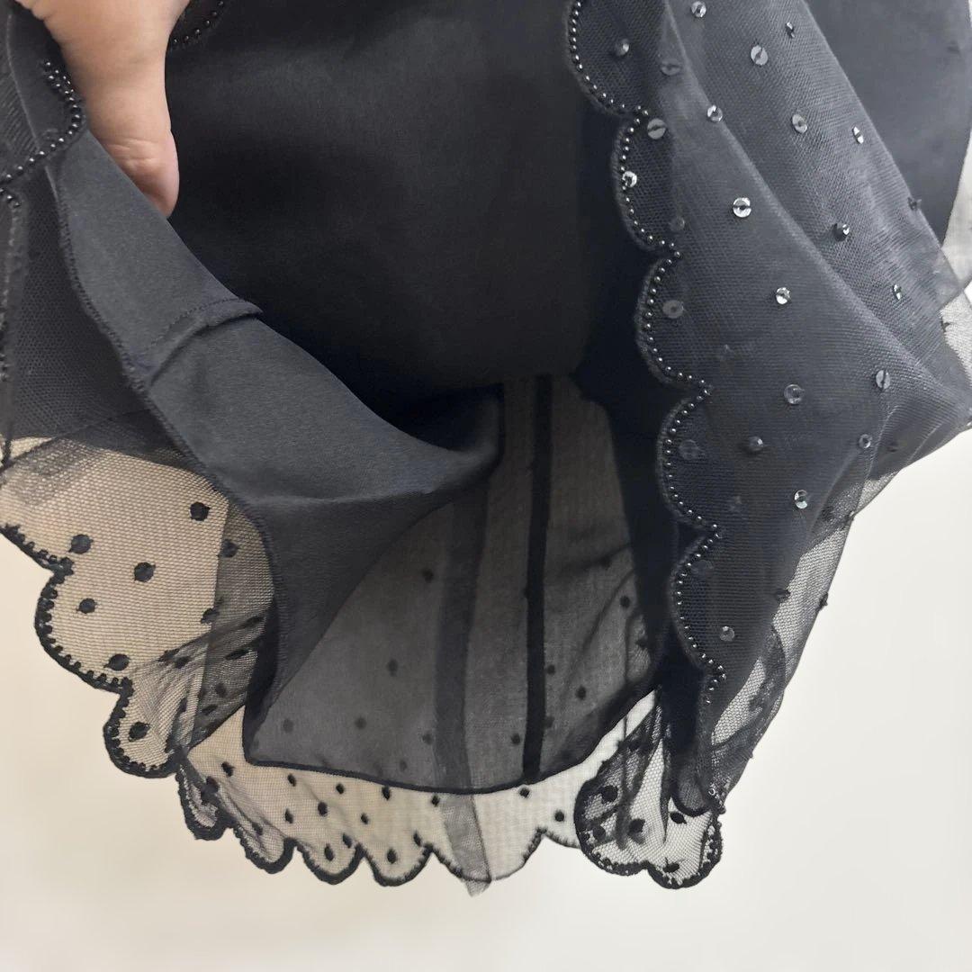 40 N°21 ドットチュール フリル キャミミニワンピ シースルー風