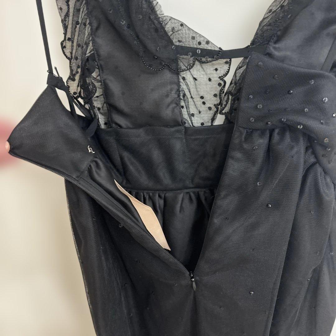 40 N°21 ドットチュール フリル キャミミニワンピ シースルー風