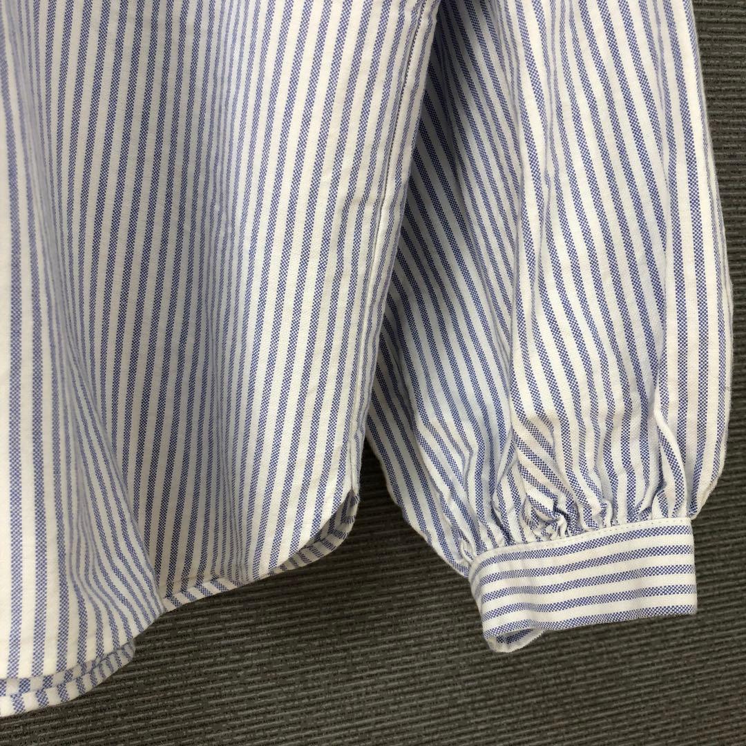 ジャーナルスタンダードラックス OXストライプ フリルブラウス ブルー