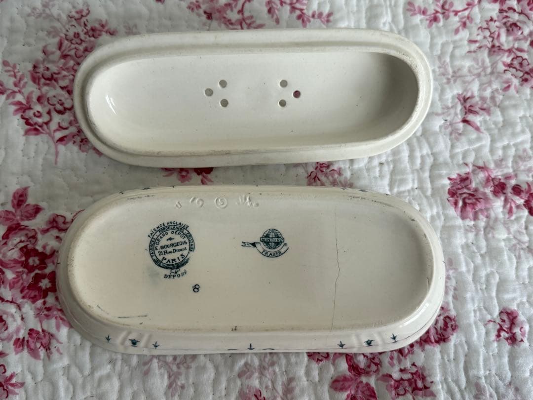 フランスアンティーク　エミール・ブルジョア　陶器製の歯ブラシケース