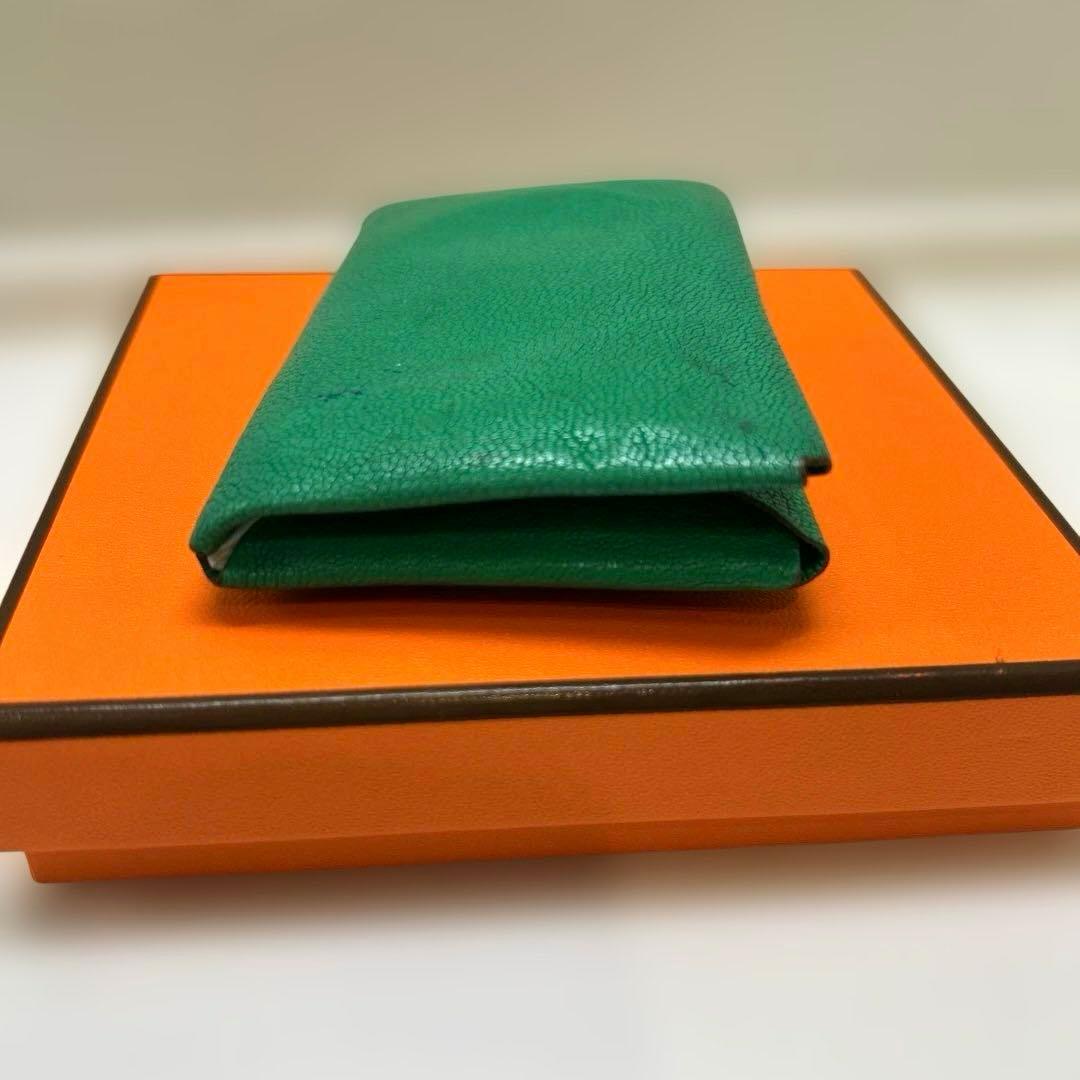 エルメス　カルヴィ　グリーン　名刺入れ