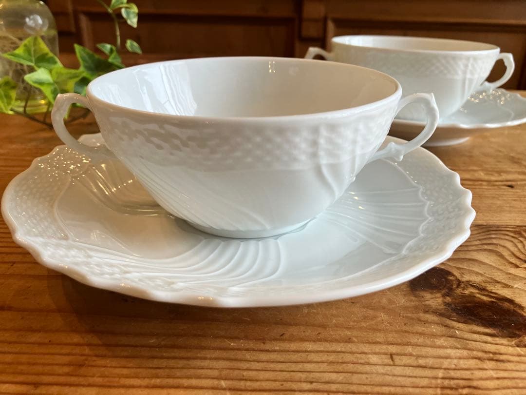mi♡ジノリ　ベッキオホワイト　スープカップアンドソーサー×2