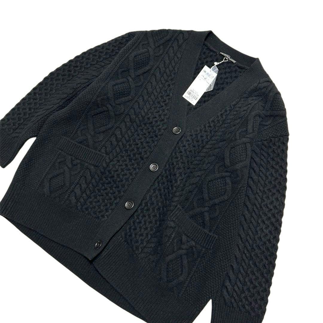 新品タグ付　23区　洗えるアランパターン　バルキーニット　カーディガン　黒　38