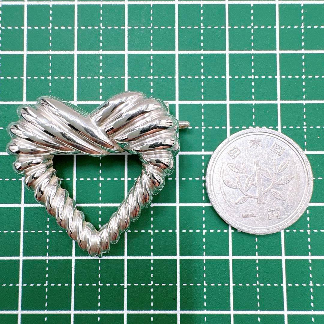 極美品 オールドティファニー ツイスト ハート ブローチ シルバー925