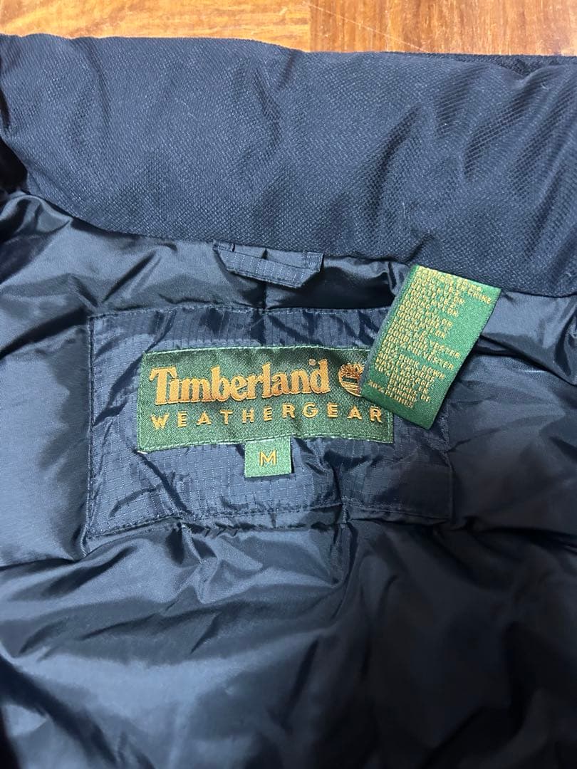 【90s当時物 ティンバーランド】サイズM刺繍ロゴダウンジャケット黒