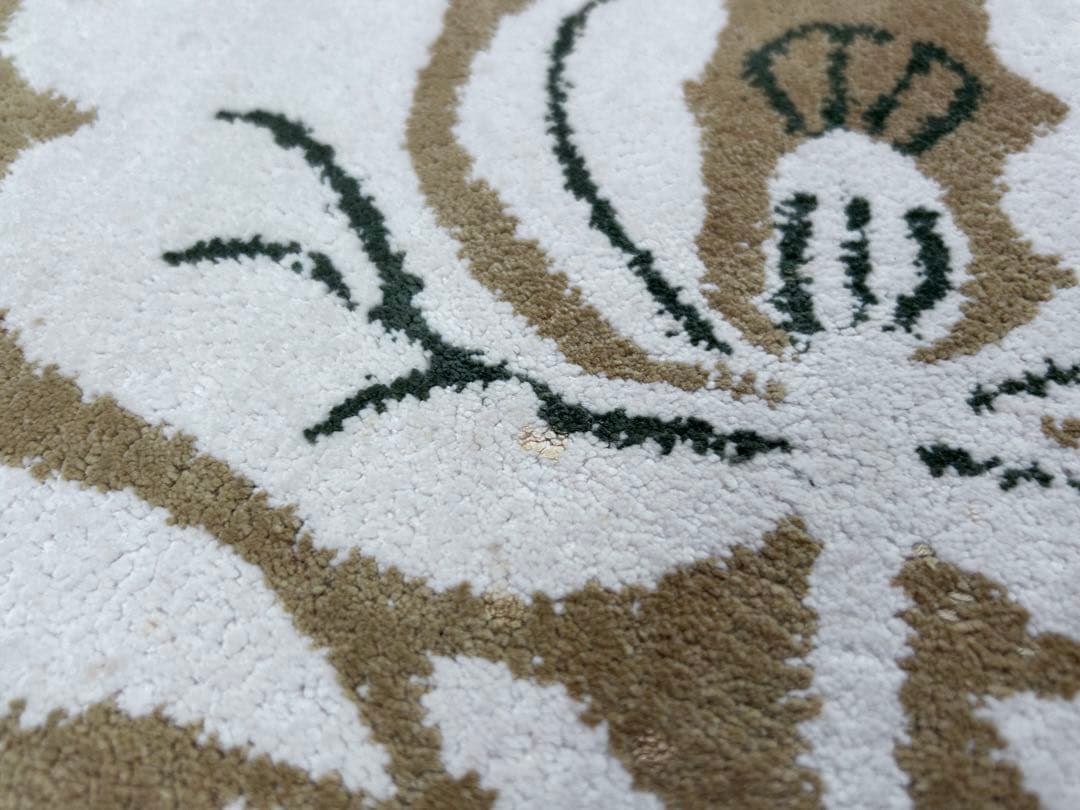 鍋島緞通 新鍋島 吉島敷物 座布団 牡丹B-1 金茶地　-350-