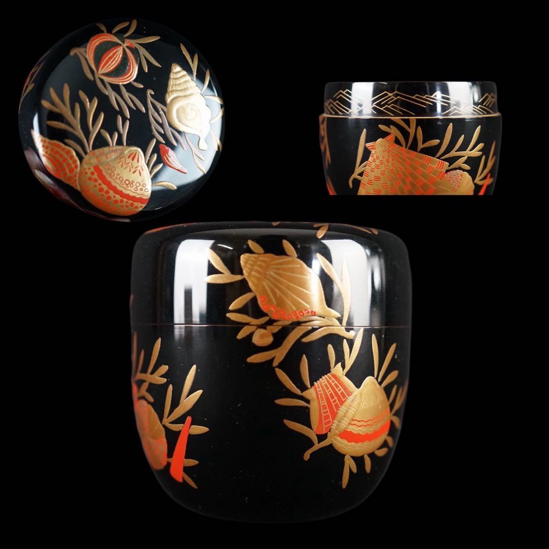 中村宗悦 而妙斎好写 海松貝蒔絵 大棗 共箱 茶道具