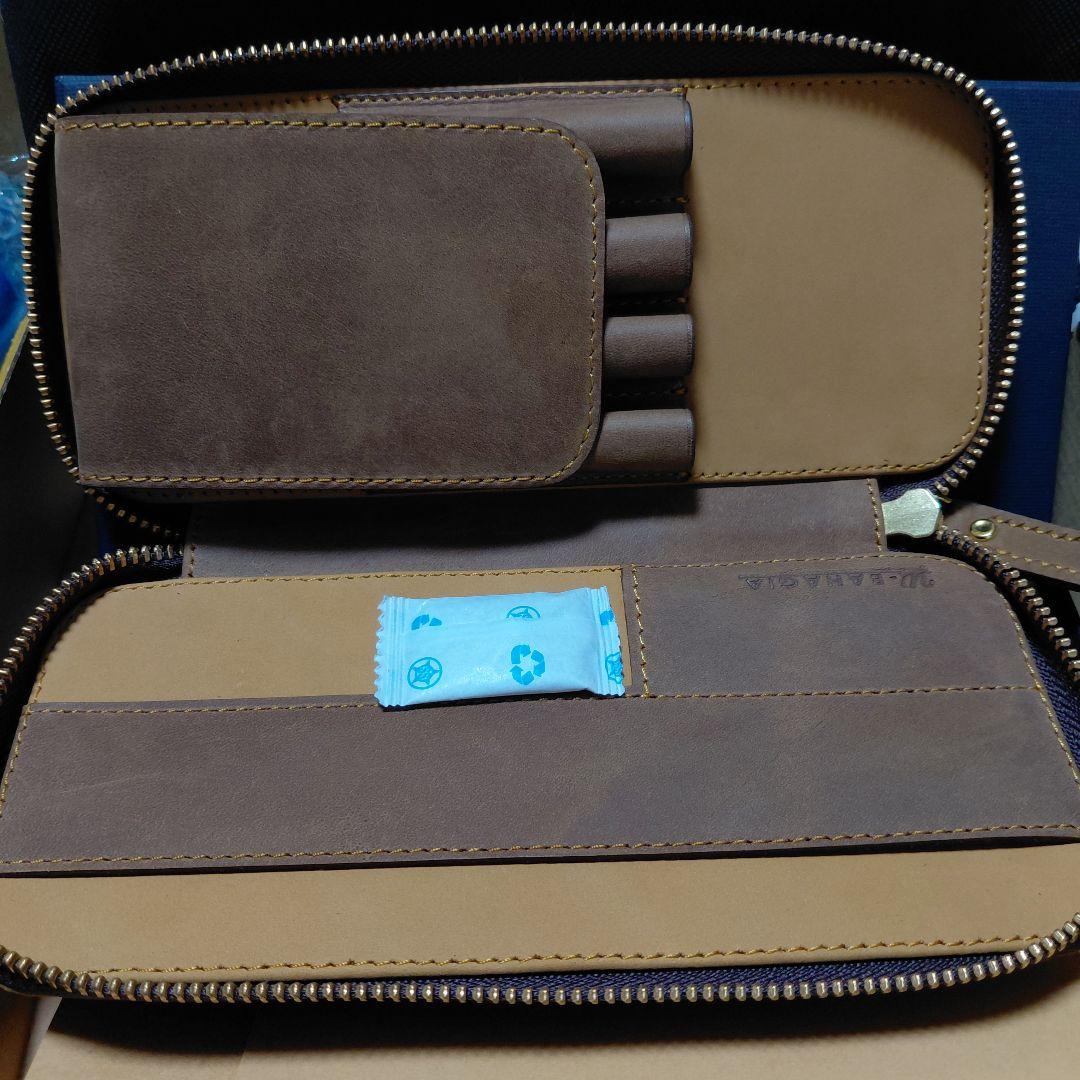 新品未使用！ バハギア ペンケース クレイジーホース オリーブブラウン ラウンド