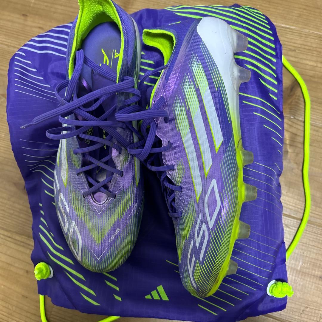 adidas F50 サッカーシューズ 紫/緑 収納袋付き 最終値下げ‼️