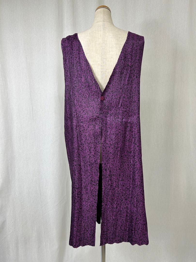 F724used イッセイミヤケ プリーツプリーズ 総柄 エプロン パープル