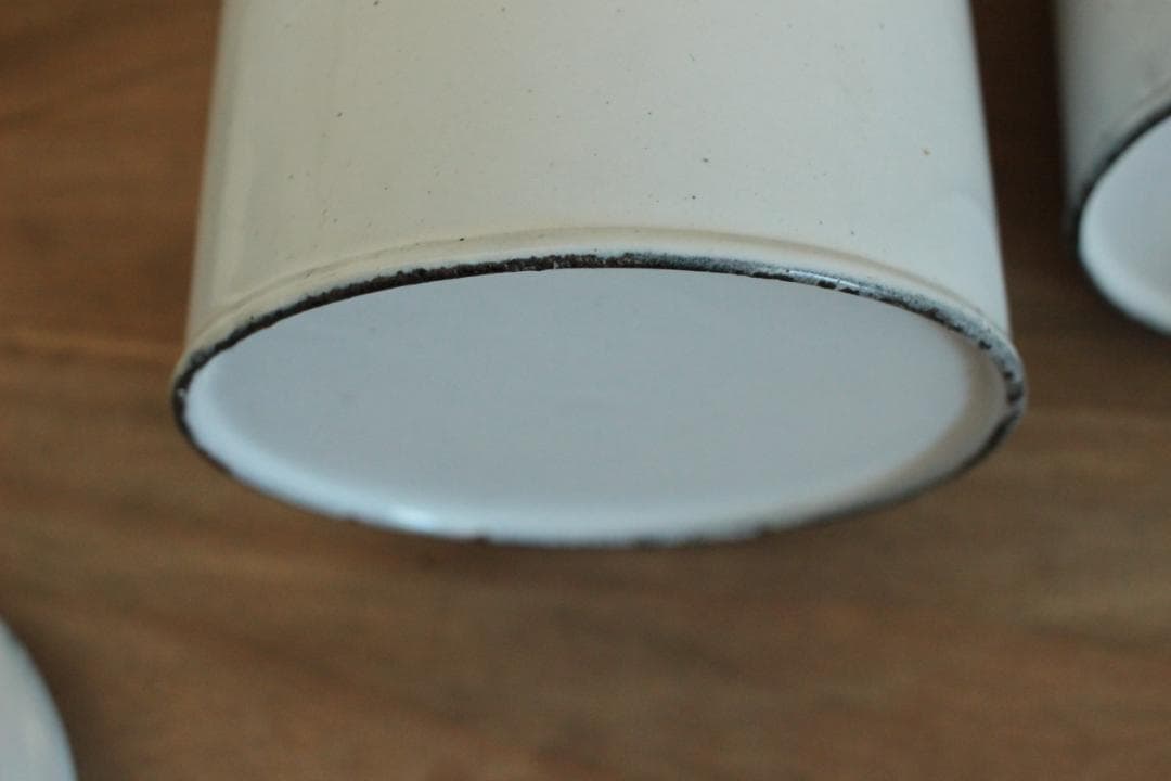 フランスアンティーク・ペアのエナメルキャニスター/パスタ・お米入れ